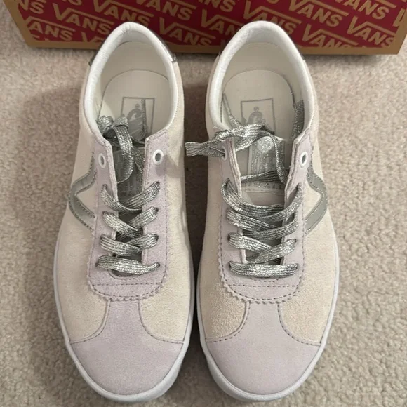 Vans Women's White and Silver Sneakers - Picture 4 of 9